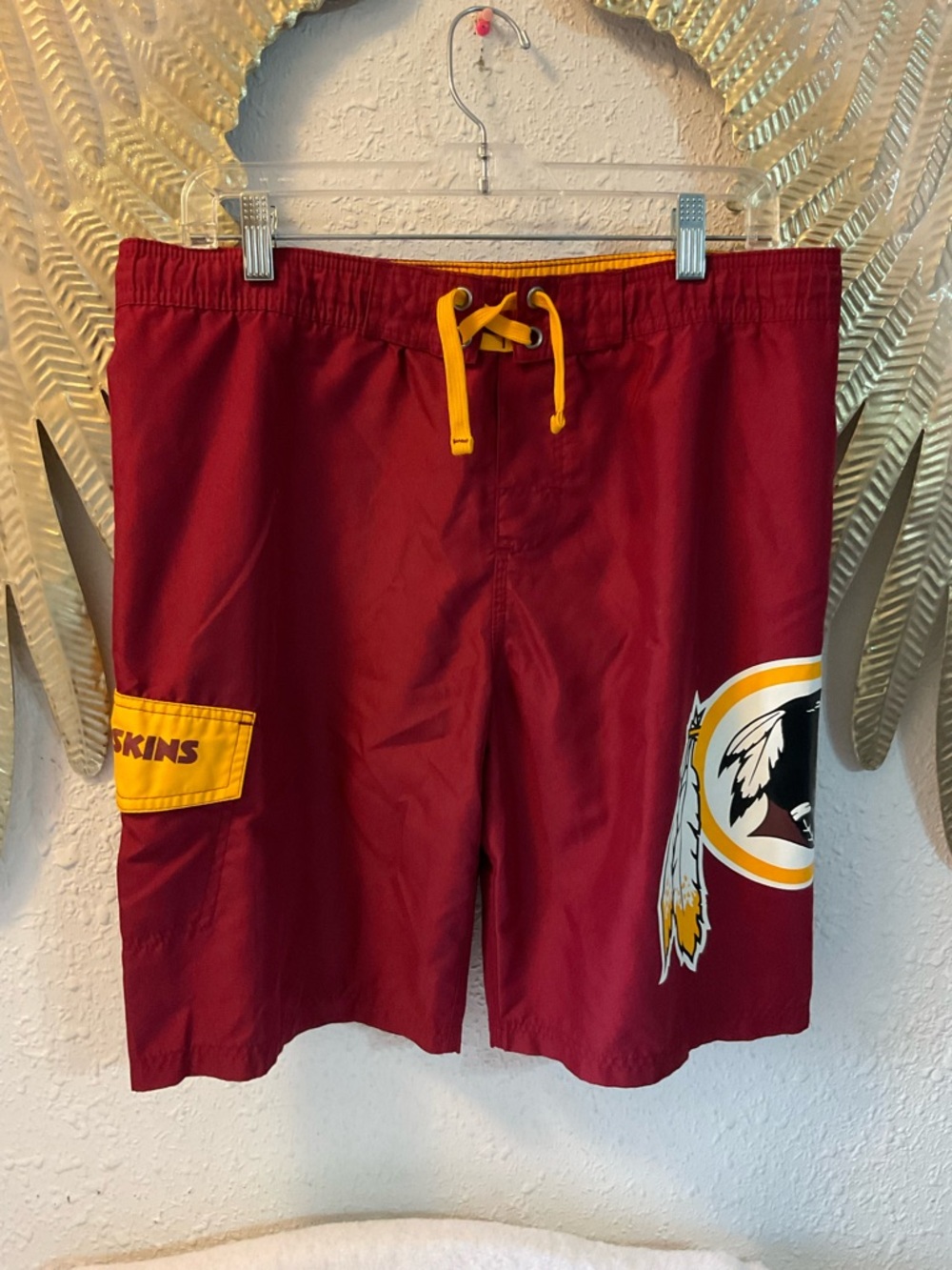 Vtg‎ Washington Redskins Swim Trunks Mens NFL Team Apparel side Pocket